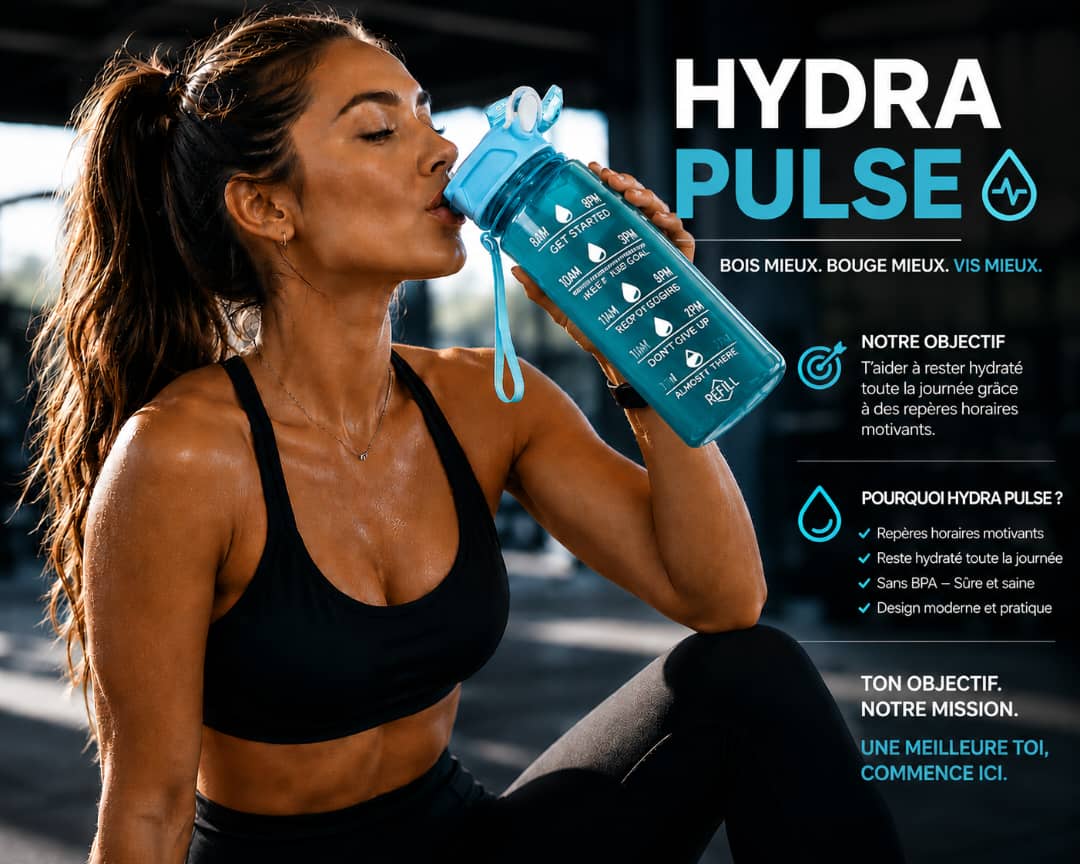 Gourde motivante Hydra Pulse pour le sport et la performance